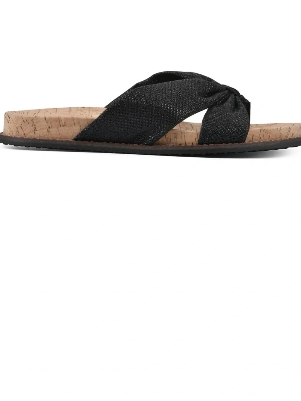 The Mountain Women's Black Glitter Knot Slide Sandals